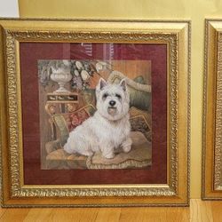 Artist Signed Elaine Vollherbst Framed Print Pampered Dog West Highland Terrier 17"X17"