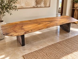 Live Edge Wood Slab Bench 126”-26”-18 “
