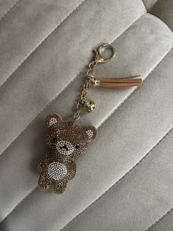 Rhinestone Bear Bag Charm with Tassel