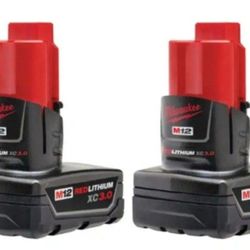 Milwaukee M12 12-Volt Lithium-Ion XC Extended Capacity 3.0 Ah Battery Pack (2-Pack)