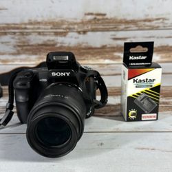 Sony Alpha a200 10.2MP DSLR Camera with 55-200 Zoom Lens New Batt & Charger