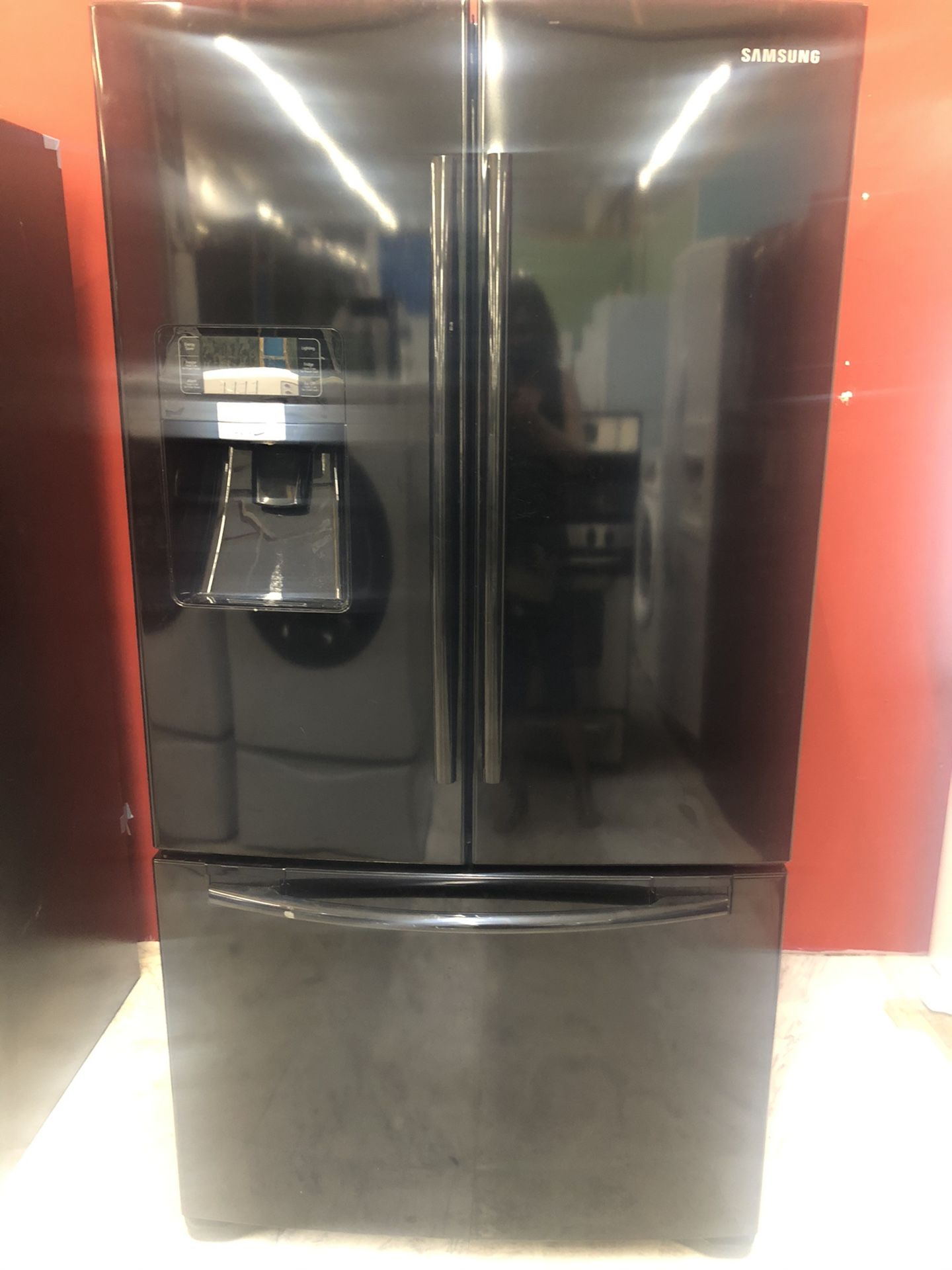 Glossy black refrigerator