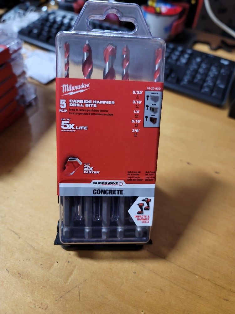 Milwaukee
SHOCKWAVE Carbide Hammer Drill Bits Set (5-Pack)