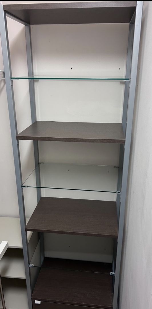 Wood, Metal & Glass 6 Shelf Display Shelves / Bookshelf (2 available)