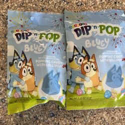 2 Pack - Bluey Galerie Dip ' n Pop Strawberry Popping Candy with Lollipop