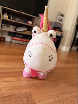 Despicable Me Fluffy Unicorn Plush Toy White Pink Minions 10 “