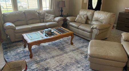 Beige leather couches