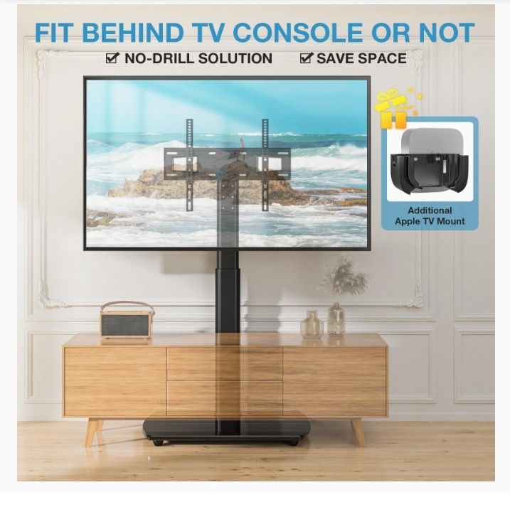 YOMT Universal TV Floor Stand with Apple TV/Roku