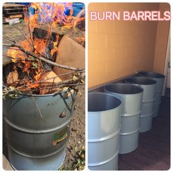 Clean Burn Metal  Barrels Drum Pits - Leaves Branches - 55 Gallon 