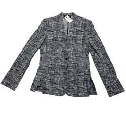 Damir Doma Jaus Classic Jacket Belt Women 40 Black White Plaid Tweed Cotton New