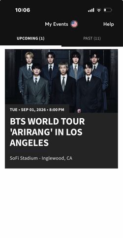 BTS concert tickets, 9/1/2026