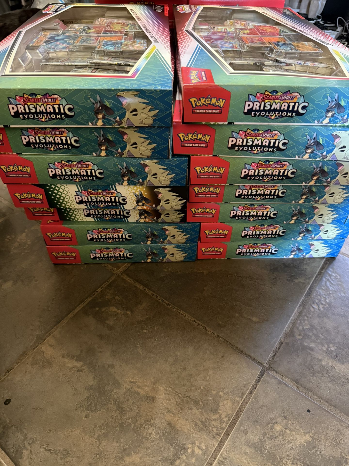 POKEMON TCG SCARLET AND VIOLET PRISMATIC EVOLUTIONS LUCARIO EX AND TYRANITAR EX PREMIUM COLLECTION