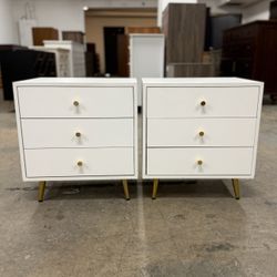 Price for Both - 2 Nice White 3 Drawer Nightstands / Nightstand Set / End Tables / Side Tables  