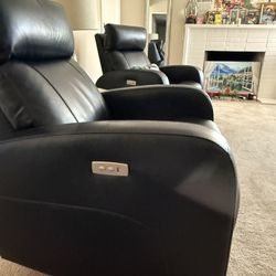Recliner Rocking Swivels-Great DEAL-midnight Blue Leather -Gently Used Swivel-Electric Recliner Dark  Navy R