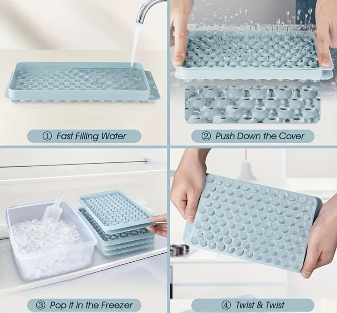 Mini Ice Cube Tray 104 Holes Round Ice Ball Mold Tiny Crushed for Chilling Bar Cocktail 