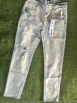 Purple Brand Paint Splatter Jeans 