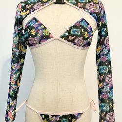 SHEIN Swimwear 3-Pc Set Women’s Bikini Top Bottoms & Halter Top Black Size Small Lot(3)