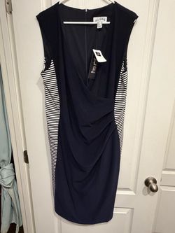 Joseph Ribkoff Navy Sleeveless Dress with Stripes
