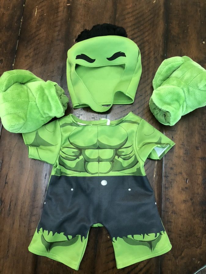 Build-a-Bear Hulk costume for stuffed animal toy AND gloves/hulk hands