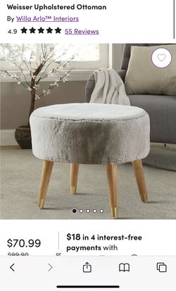 Wayfair Ottoman Grey - NEW
