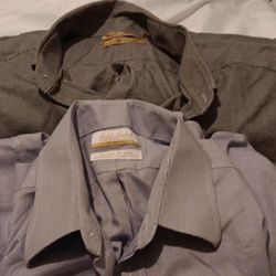 Lot Of 2 Roundtree & Yorke Men's Gold Label Non-Iron Long Sleeve Button Down L