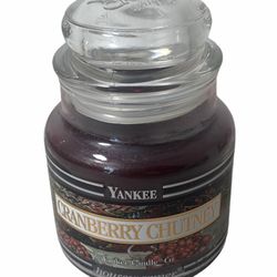Yankee Candle Cranberry Chutney 3.7 Oz. Small Jar With Black Bands