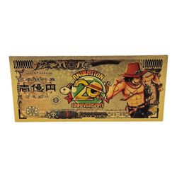 24k Gold Plated, Portgas D. Ace (One Piece) Bill/Banknote, Anime 20th Anniv.