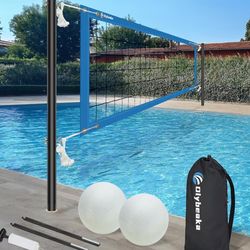 Base Free Swimming Pool Volleyball Net Set