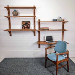 Danish Modern MCM Modular Teak Wall Shelf Unit