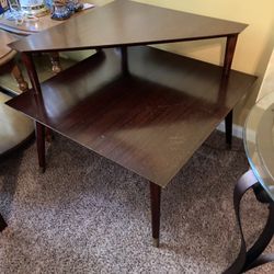 Mid century modern Two tiered corner end table