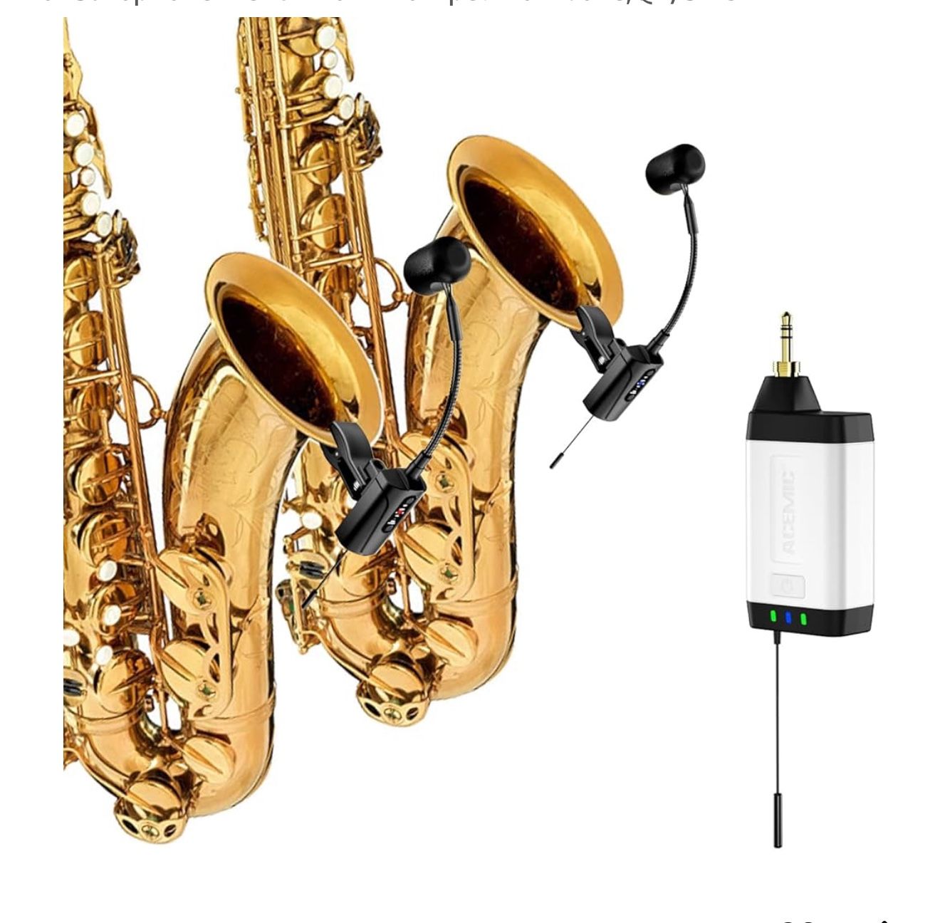 Dual UHF Wireless Sax Microphone Instrument *Brand New*
