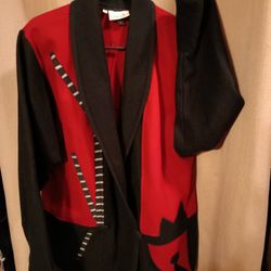Beautiful Unique Red And Black Coat