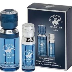 Beverly Hills Polo Club Aqua Eau de Toilette for Men - Blue and Silver