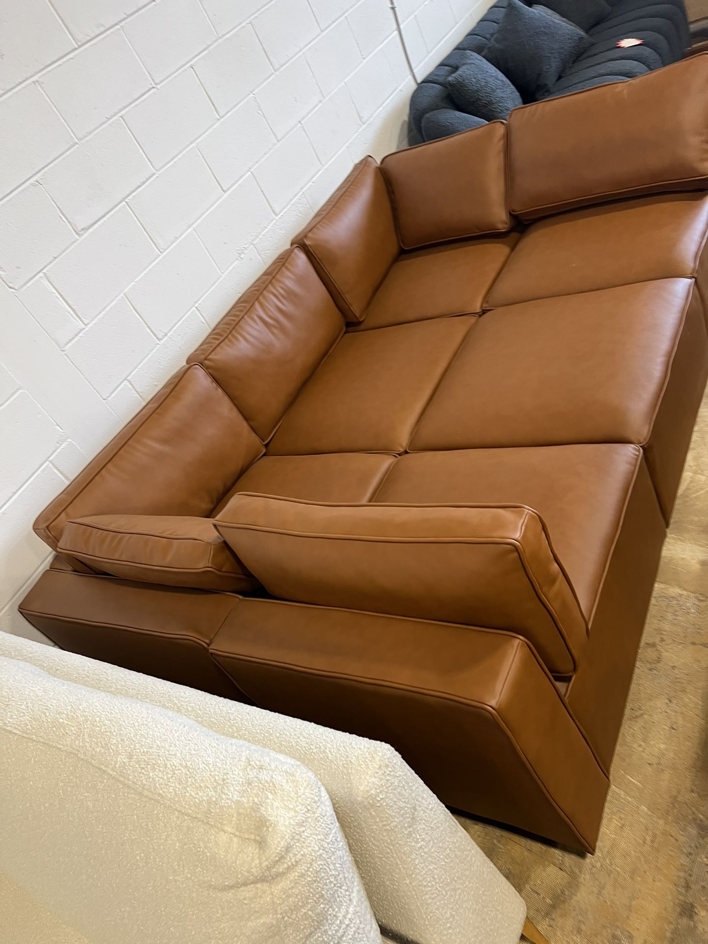 Avery Cognac Vegan Leather Modular Sofa