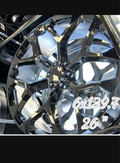 Go big or go home with these 26s! 🛞🔥 ​⚡ Size: 26" 💥 Bolt Pattern: 6x139.7 🛻 Fits: Chevy Silverado/Tahoe, GMC Sierra/Yukon, Cadillac Escalade, Ram 