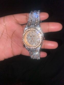 Iced Out Crystal-Encrusted Watch