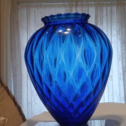 MCM empoli mid century Italian art glass cobalt blue vase - PERFECT