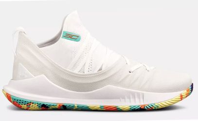 UA Curry 5 Men’s Size 12.5 White Confetti Splash Party Multi 3020657 109