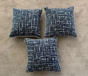 Set of 3 Navy Blue Throw Pillows