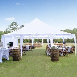 Tienda de fiesta de 20ftx14.5ft Carpa de boda octágono grande de 8 paredes Tienda de campaña al aire libre Gazebo - Blanco