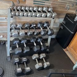 Dumbbells 5-55 Lbs With Rack