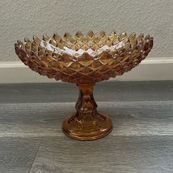 Westmoreland Glass Golden  Footed Compote in the Sawtooth pattern Vintage