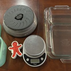 Kitchenware, Assorted (glass baking Pans, Scale, Etc)
