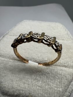 Vintage 10K Yellow Gold Natural Diamond Ring Size 6.5 | Fine Jewelry