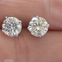 Vtg.sterling Silver 1 CARAT- CZ diamond Earrings
