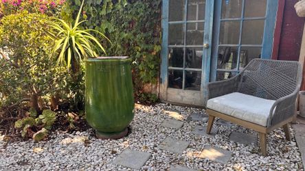 La Madeline Anduze Green Flame Glazed Terracotta Planter