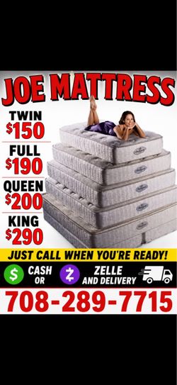 Huge sale for Mattress And Box Twin size #mattress and box 150.$ full 190$ Queen 200$ king 290$. free delivery free set up 708….289…7715… cash or Zell