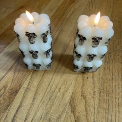 Set Of 2 Skull LED Candles