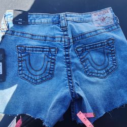True Religion Jayde Mid Rise Button Fly Shorts Cut Off Jean Women Size 29 New 
