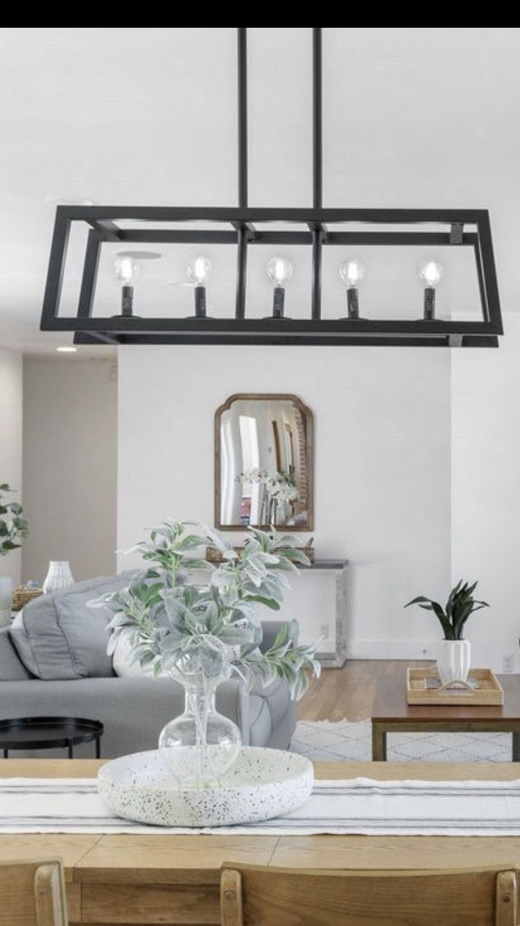 Black linear chandelier